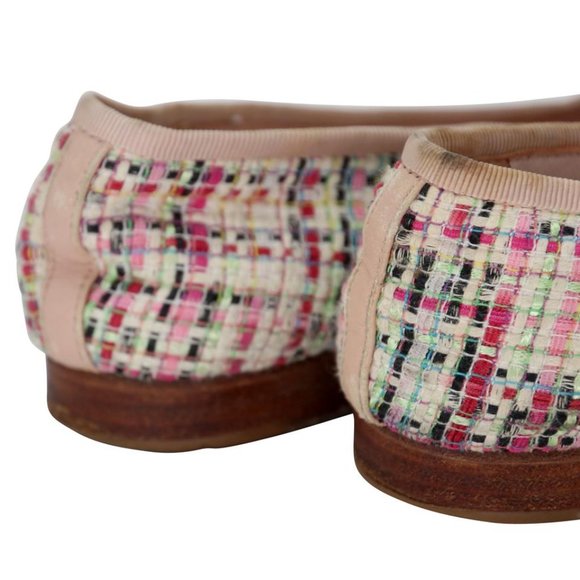 Chanel Ballet 38 Tweed and Leather Cap Toe Cc Flats CC-S0207P-C010 - Picture 7 of 11